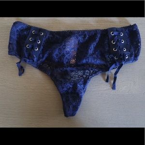 Royal Blue High Waisted Thong Lingerie Panties
